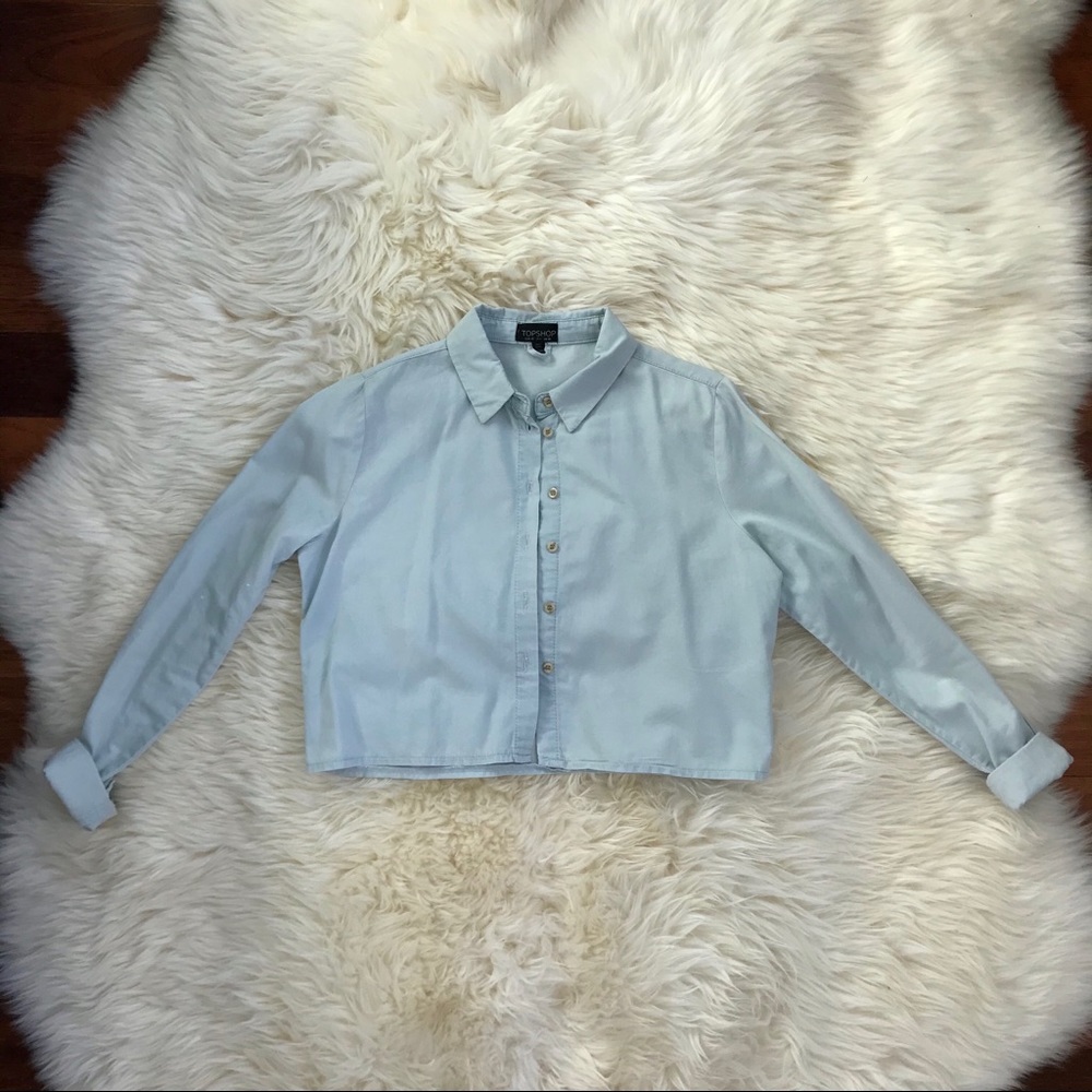 Topshop Cropped Button Up Shirt